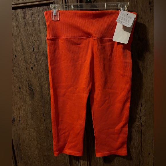 NWT Fabletics High-waisted Seamless Rib Ultra Crop pant in Harvest, size large - Picture 8 of 11